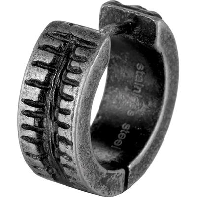 Single-Creole FIRETTI "Schmuck Geschenk Edelstahl Ohrschmuck Ohrring Holz", schwarz (altsilberfarben, schwarz), Ohrringe, Herren, 16,15mm, Edelstahl