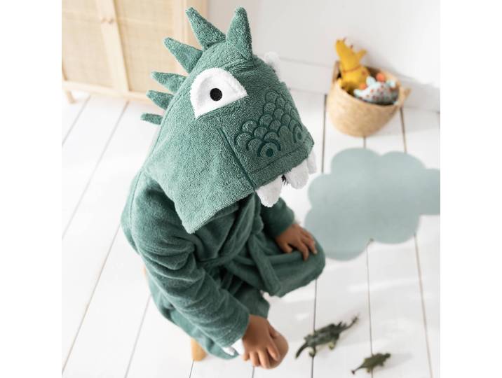 Peignoir de bain enfant Dinosaure à capuche - éponge 340g/m² - Blancheporte