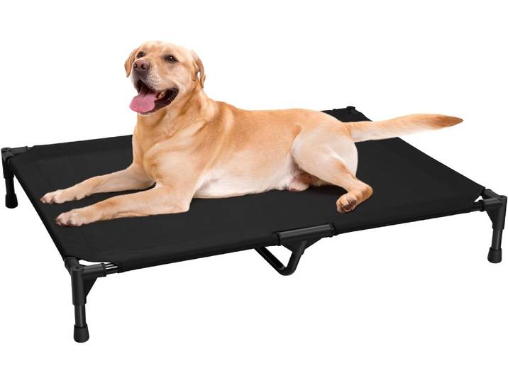 Lit surélevé pour chien Love&go avec structure métallique, lit de repos rafraîchissant pour chien et chat