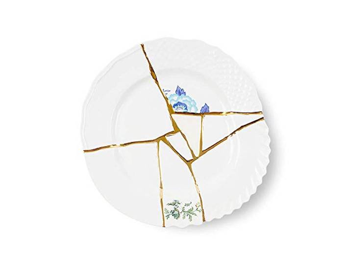Seletti Kintsugi Assiette Plate en Porcelaine et Or 24 carats Mod. 3 Kintsugi Seletti Marcantonio: collezione di piatti e accessori da tavola con dettagli doratiScopri Kintsugi Seletti by Marc