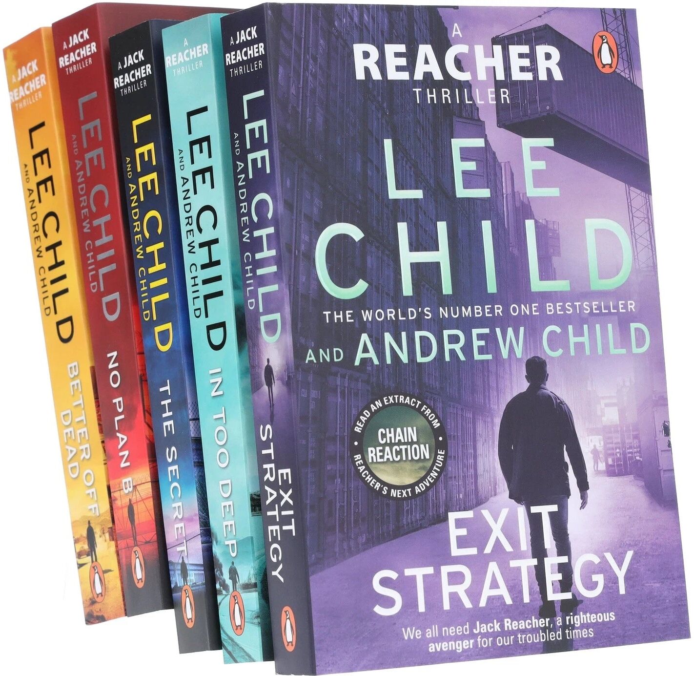 Penguin Jack Reacher Series (26-30) Collection 5 Books Set By Lee Child (Better Off Dead, No Plan B, The Secret, In Too Deep, Exit Strategy)