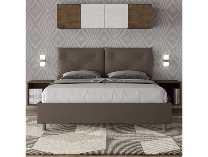 Lit double - Appia - 160x210 - sans sommier - couleur marron - couleur principale blanc