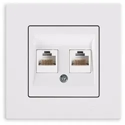 Günsan Eqona Datenbuchse 2-fach RJ45 CAT5 Unterputz Weiß