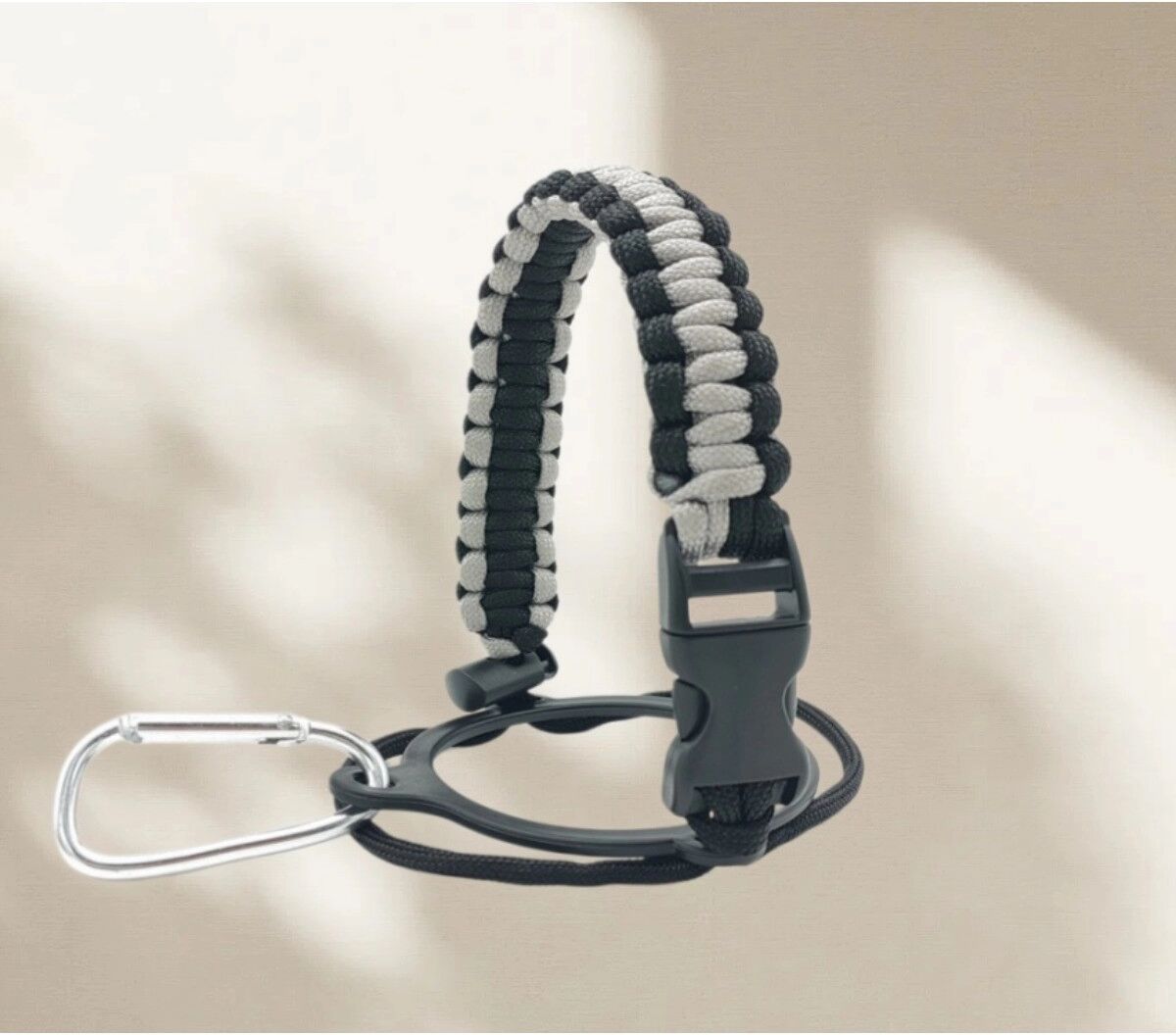 INF Lot de 2 sangles paracorde pour bouteille isolée 500ml, sangle de transport en nylon, fixation facile, compatible avec Noir + Gris
