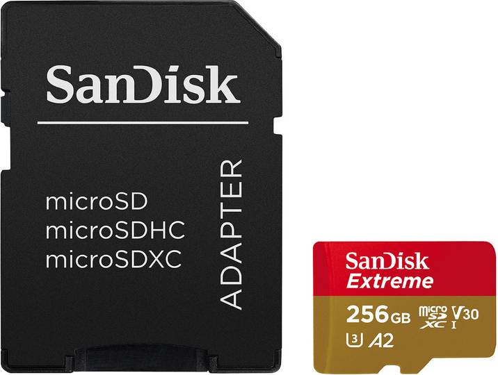 Extreme microSDXC (SDSQXAV-256G-GN6MA), 256 GB, 190 MB/s, U3 / A2