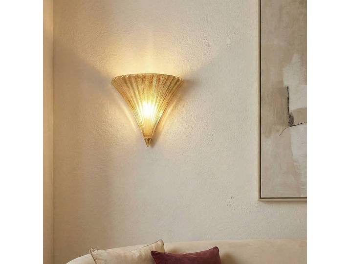 IDEAL LUX Wandleuchte Santa AP1 Small, dimmbar, messing / gold, für Wohn- / Esszimmer, Glas