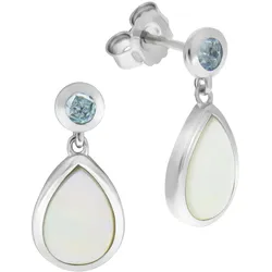 Zeeme Gemstones Ohrhänger 925/- Sterling Silber Blautopas Perlmutt
