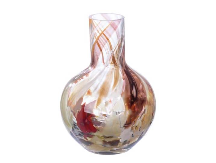 GILDE GLAS art Vase décoratif en Verre coloré - Vase à Fleurs - Décoration de Salon - Cadeau pour Femme - Hauteur : 21 cm - Marron/Rouge
