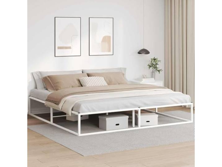 RJPLMFV Bettgestell, Metall, Weiß, 200 x 200 cm Lattenrost inklusive, stabil und langlebig, pulverbeschichtet, Platz unter dem Bett zur Aufbewahrung
