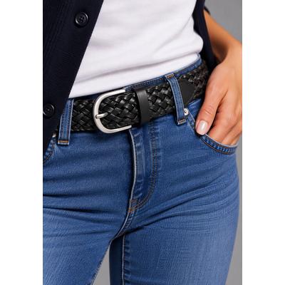 Flechtgürtel LAURA SCOTT, Damen, Gr. 105, schwarz, Büffelleder, Gürtel