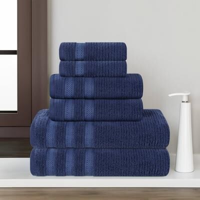 Superior Brea Zero Twist Cotton Ribbed Modern 6 Piece Bathroom Towel Set