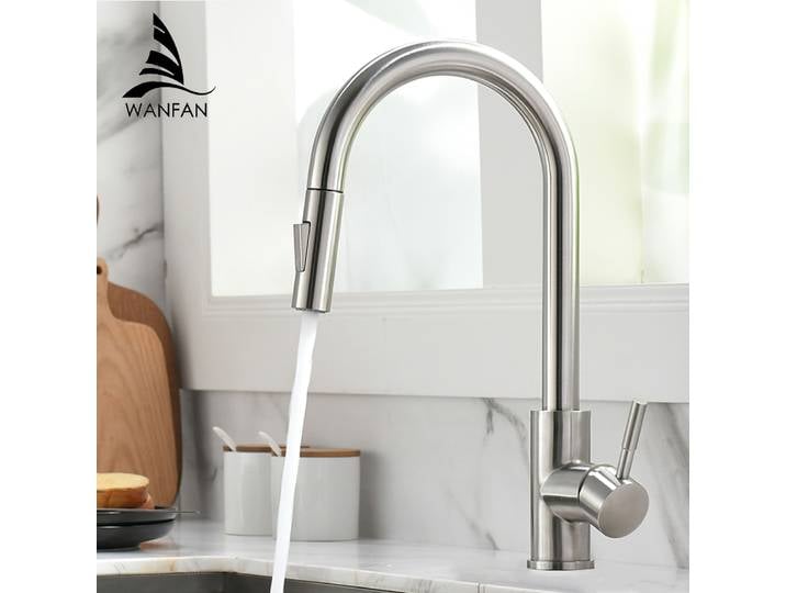Robinet de cuisine G1/2, robinet d'eau à Surface noire, robinet d'évier de cuisine, robinet de cuisine extractible, robinet à trou unique
