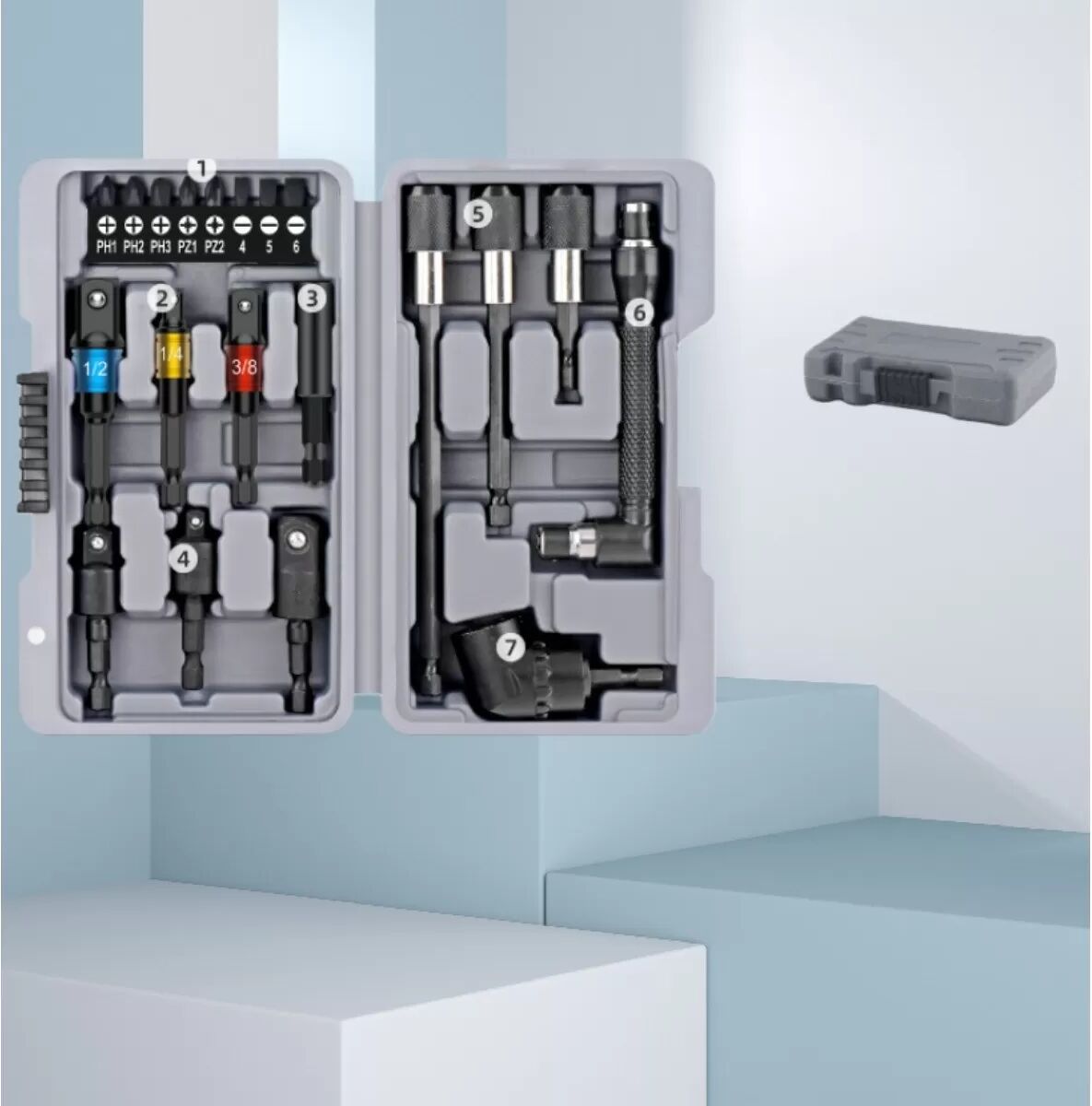 INF Ensemble de 20 embouts de tournevis avec tige d'extension - Acier au chrome vanadium