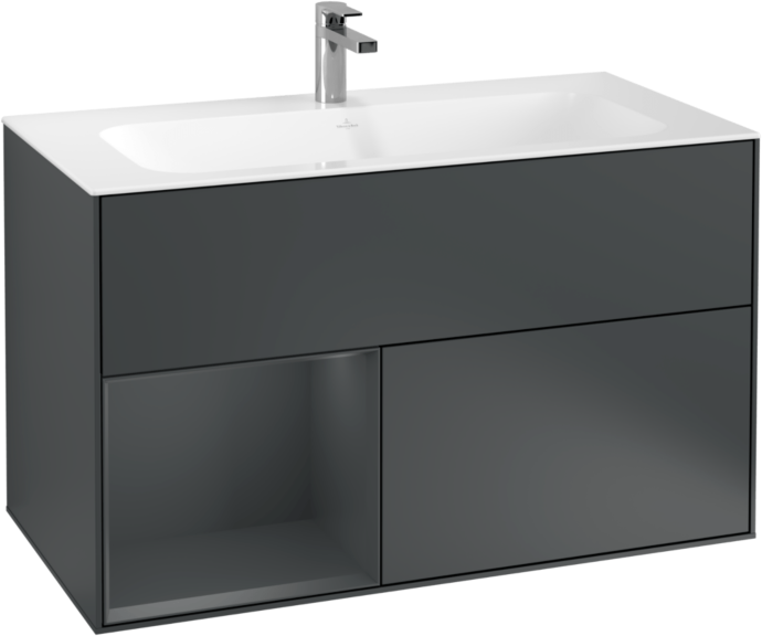 Villeroy und Boch Finion Waschtischunterschrank F030HGHG 99,6x59,1x49,8cm, Regal links Midnight Blue Matt Lacquer, Midnight Blue Matt Lacquer