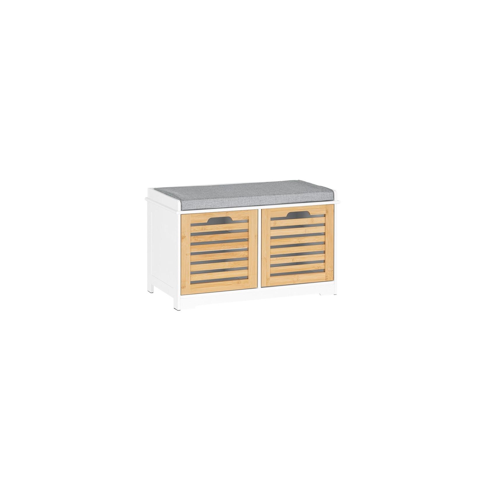 SoBuy Schuhbank mit 2 Türen Holzfarbe 71x35x43cm Nordisch