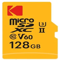 Kodak mSD 128GB UHS-II U3 V60 Pro +adapt (128 GB, microSDXC, U3, UHS-II), Speicherkarte, Schwarz