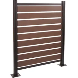 Alu Mülltonnen-Zaun MCW-K57, Basiselement Mülltonnenverkleidung, Holzoptik erweiterbar 130x110x6cm ~ braun