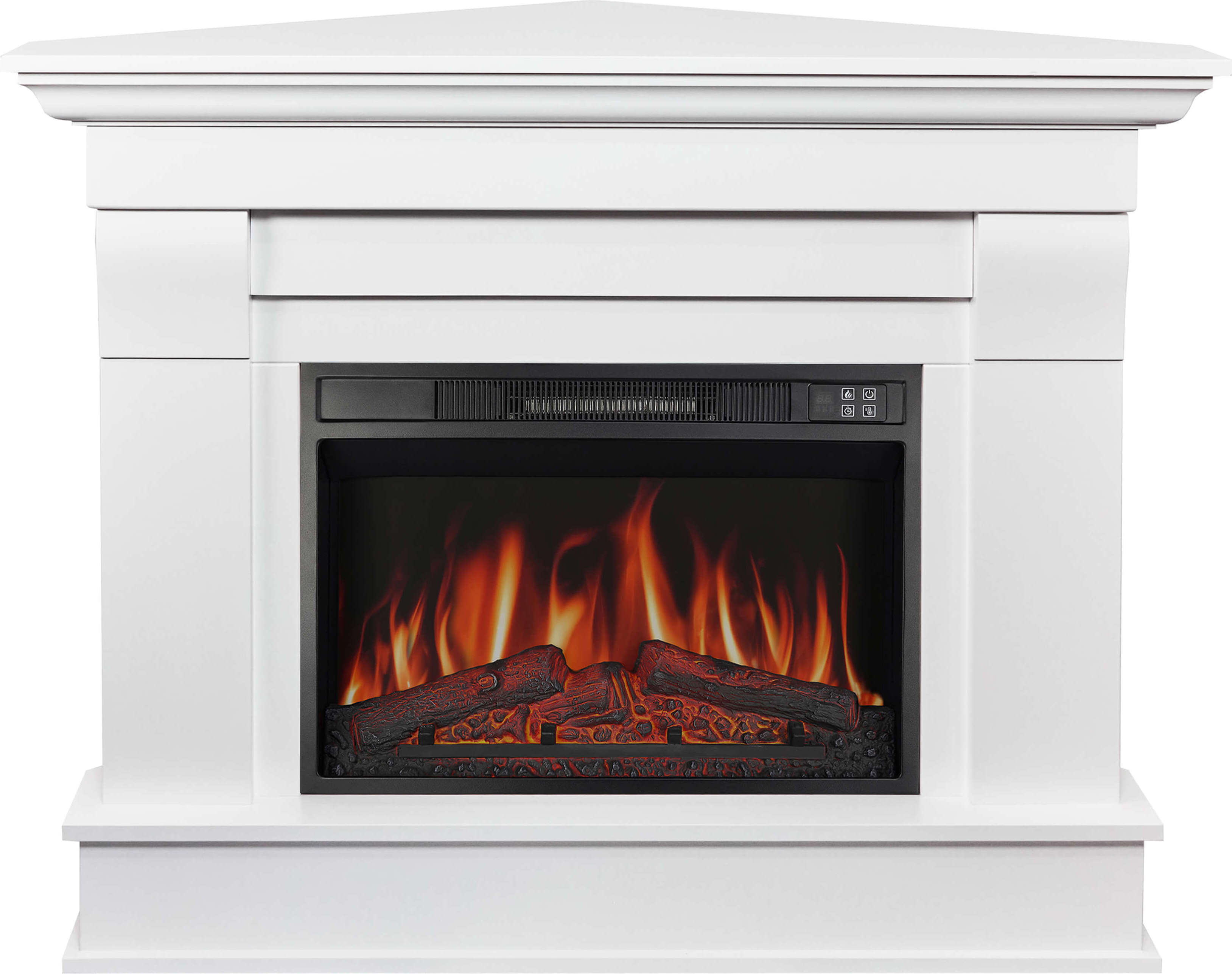 ArtiFlame Elektrokamin Albion Corner AF23S Elektrischer Eckkamin mit Heizung 1800W realistischer 3D-Flammeneffekt LED-Beleuchtung Fernbedienung Weiß