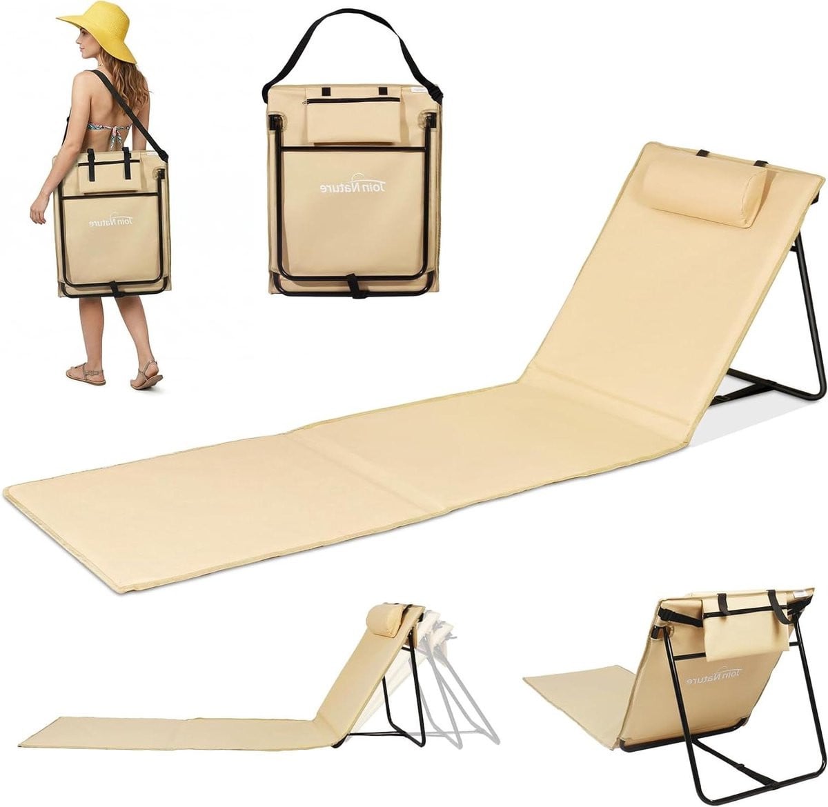 Strandmat Strandstoel Ligmat Beige 186 x 53 cm