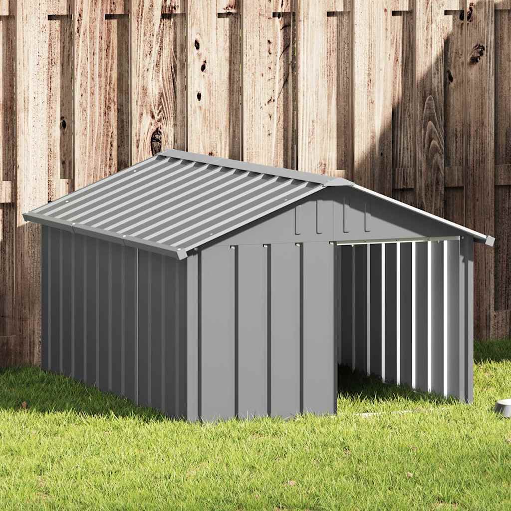 vidaXL Casa para perros acero galvanizado gris 116,5x153x81,5 cm Gris