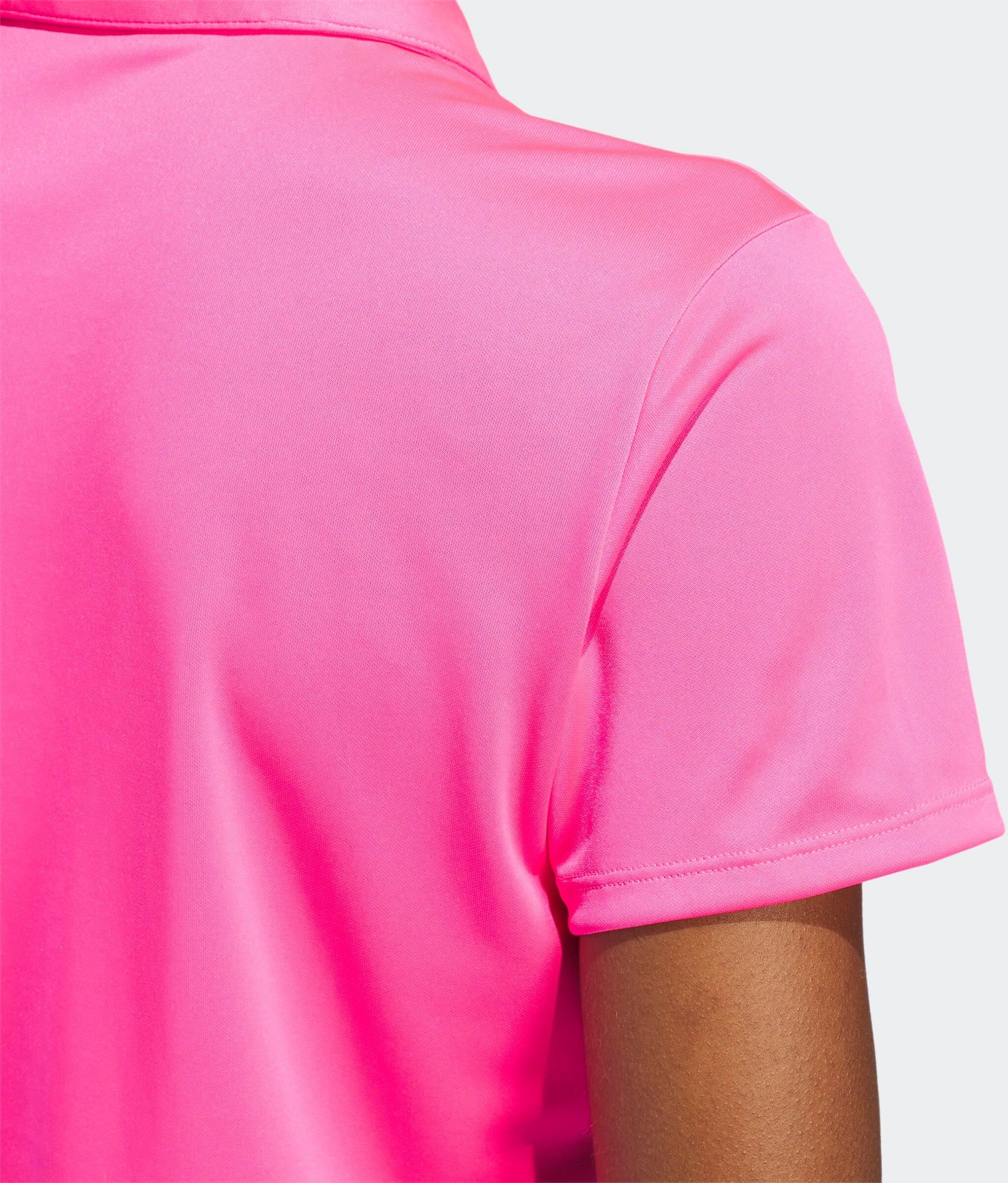 Poloshirt ADIDAS PERFORMANCE "SOLID PERFORMANCE SLEEVE FÜR DAMEN", Damen, Gr. XS, rosa (solar pink), Obermaterial: 100% Polyester, Shirts Poloshirt, mit Druckknopfverschluss, aus Polyester, leichtes Pikeematerial solar pink XS