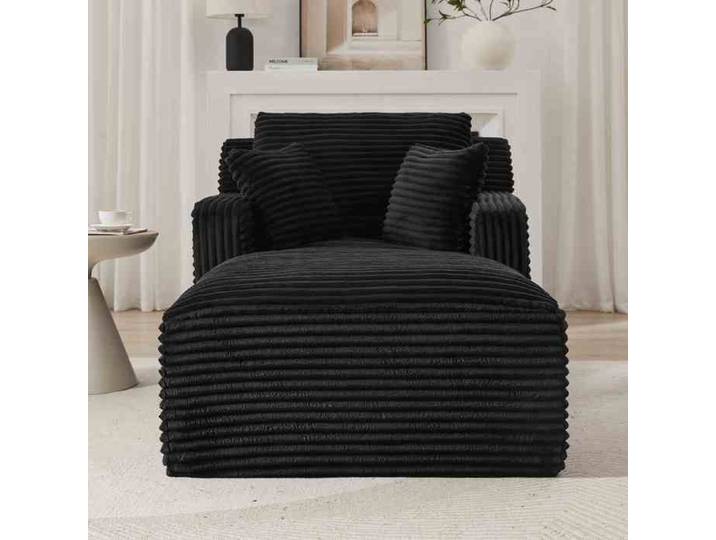 Fauteuil chaise longue relax - HIBA - Togo Sofa - Velours côtelé - 1 place - Noir - Sans montage