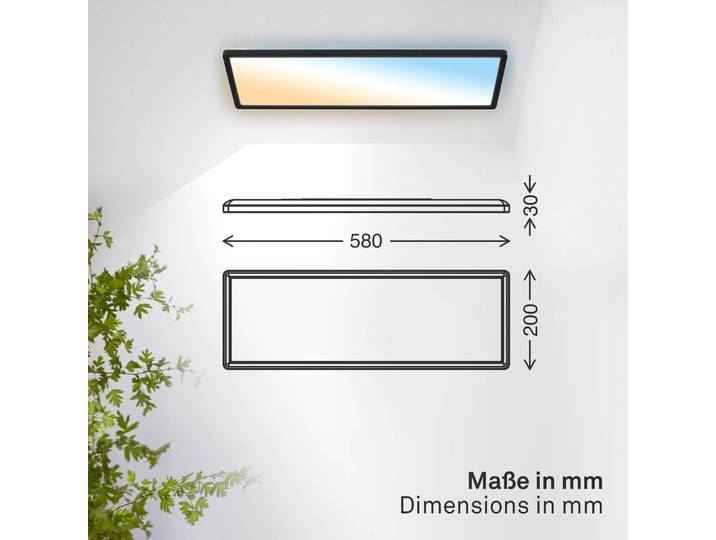 B.K. Licht LED Panel Shallow, dimmbar, schwarz, für Arbeitszimmer / Büro, Kunststoff, LED Panel