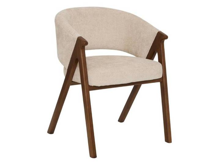 Fauteuil de table Amza H.79cm beige noyer - Atmosphera Créateur d'intérieur