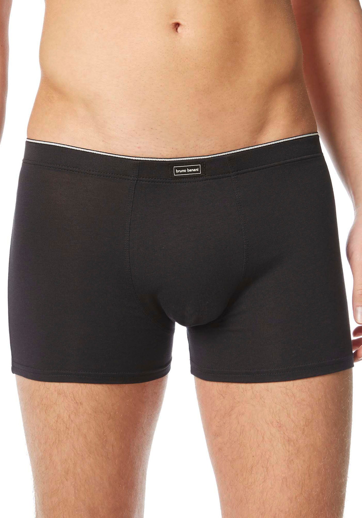Boxershorts BRUNO BANANI "Short Infinity", Jungen, Gr. M, schwarz, Obermaterial: 47% Baumwolle, 47% Modal, 6% Elasthan, unifarben, körpernah, Unterhosen Boxershorts, mit kontrastfarbenen Logobund schwarz M