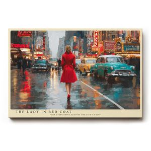 Sinus-Art Wandbild The Lady in Red Coat, Leinwand, Querformat, 120 x 80 cm