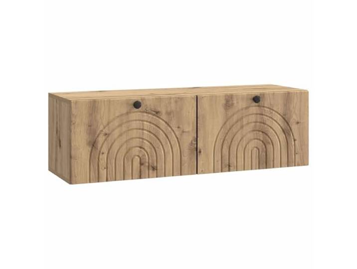 LMTYOENFG TV Schrank Hängend Lowboard Artisan-Eiche 98x31x30 cm Schwebendes Mediamöbel für Schlafzimmer und Flur mit 2 Schwenktüren, eleganten Metallgriffen und nützlicher Ablage.