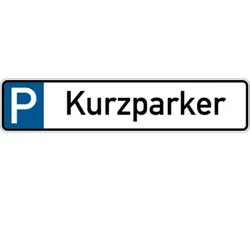 Parkplatzkennzeichen, P-Kurzparker, 113x523mm, Alu geprägt - 523x113x0.45 mm Aluminium geprägt