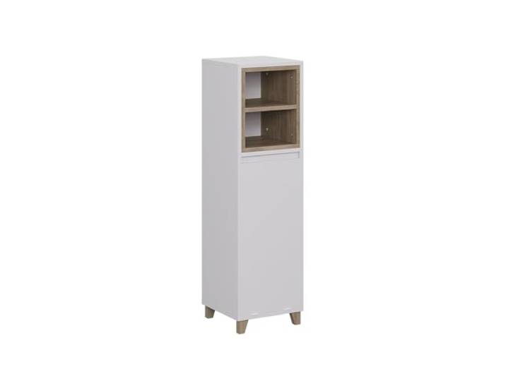 Vicco Midischrank mit Wäschekorb Elnor, Weiß/Eiche, 30 x 105 cm