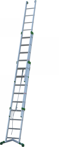 Facal Super Prima P320-3F, 9+10+10 gradini, 7.20 m - Scala in alluminio con fune - Altezza stimata operativa 8.10 m