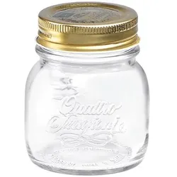 Dosen-Zentrale Bormioli Rocco Quattro Stagioni Marmeladen- / Einmachgläser 150 ml (mit Schraubdeckel ø 56 mm, Konfi, Einmachgläser, Gold, Transparent