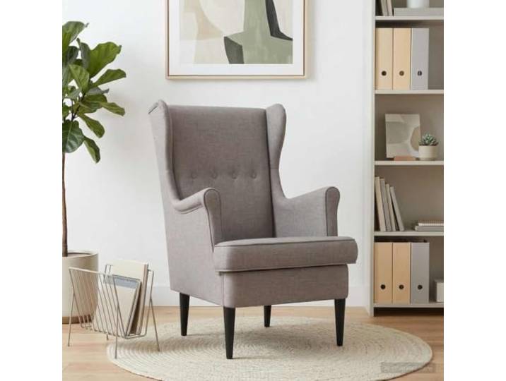 NLQMSU Moderner Sessel, Taupe, Stoff, mit Metallrahmen und Holz Ergonomische Schaumstoff-Sitzfläche, konische Gummibeine, Mid-Century-Stil, Trockenreinigung, neutraler Farbton