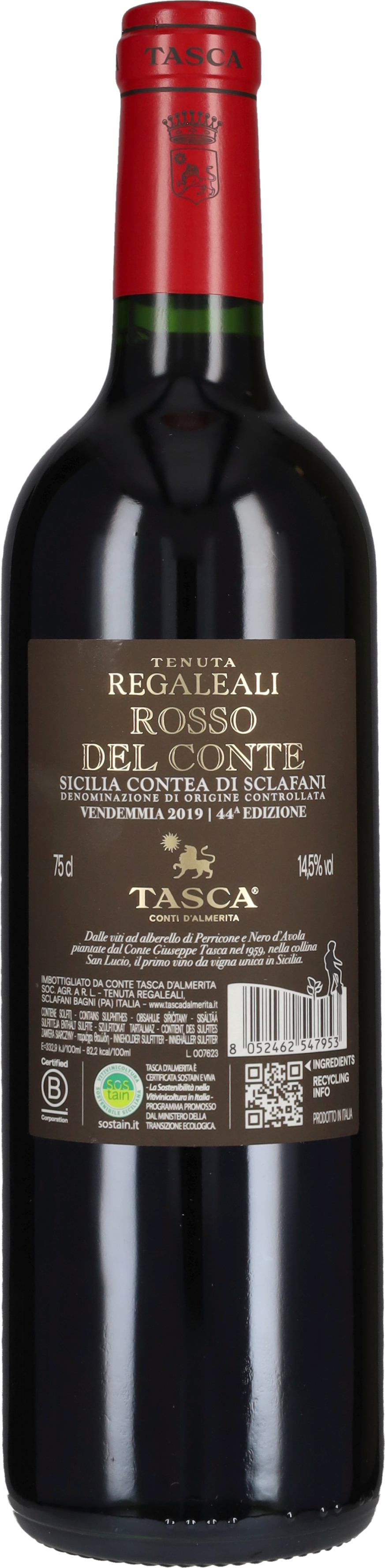 Tasca d'Almerita 'Rosso del Conte' Tenuta Regaleali 2019