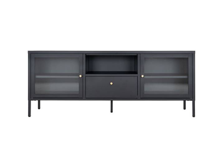TV-Möbel Tavena schwarz Stahl/Glas B 150 cm - TV-Möbel