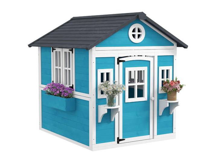 ComfortXL Spielhaus De-18692 mit Tür & Fenstern Blau, 126.4x135x114 cm, Freizeit & Co, Gartenspielzeug, Spielhäuser