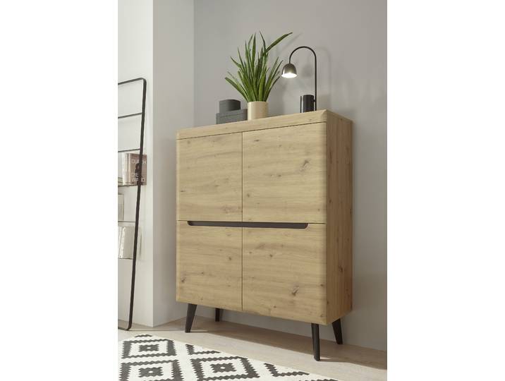 Wohnwand HOME AFFAIRE Torge, Anbauwand, Schrankwand, Mediawand, Wohnzimmer-Set , schwarz (eiche artisan dekor, eiche artisan dekor, applikationen schwarz), B:270cm, Kastenmöbel-Sets, Wohnwand