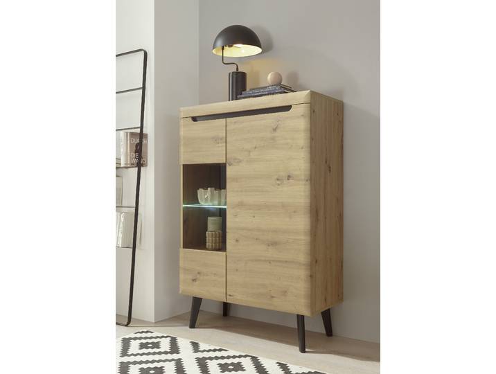 Vitrine HOME AFFAIRE Torge, Hochschrank, Glasvitrine, Standvitrine, Vitrinenschrank , braun (eiche artisan dekor), B:90cm H:134cm T:40cm, Schränke, Vitrine, in drei verschiedenen Farben verfügbar, Glastür & -boden, 90 cm breit