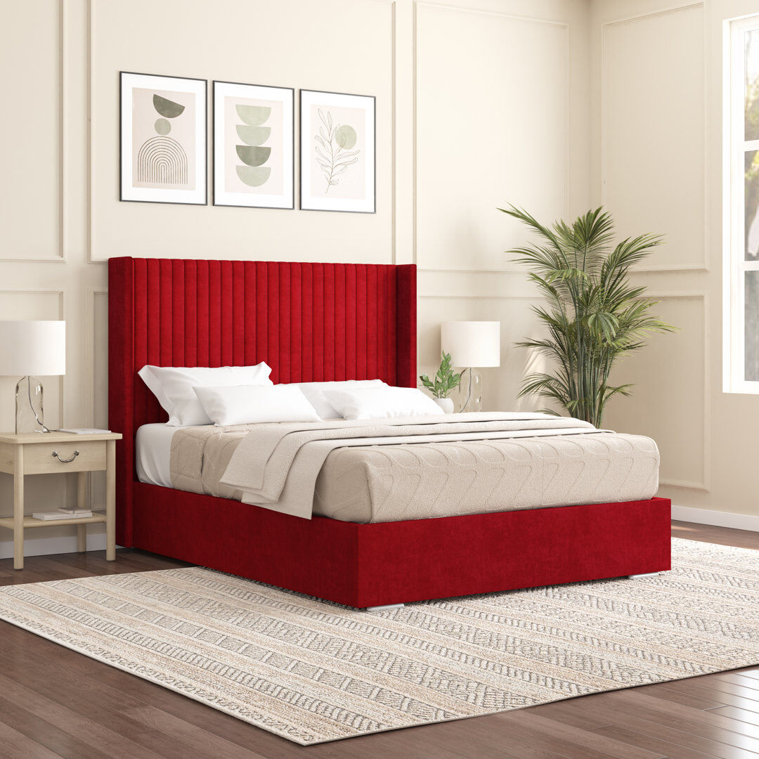 Mercury Shelton Upholstered Bed Frame Red King (5')