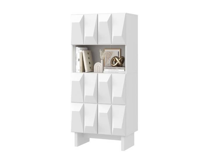 Vitrine écran placard haute armoire plaque de particules en relief 4 portes ouvert compartiment ajustable fond salon bureau