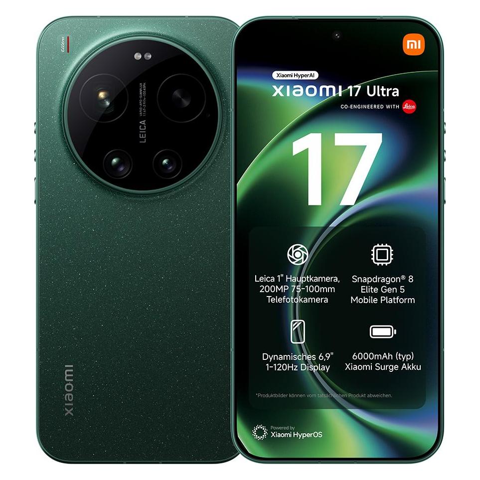 Xiaomi 17 Ultra (1024 GB, Starlit Green, 6.90", Dual SIM, 5G) (MZB0MN5EU)