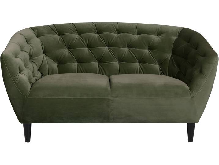 2-Sitzer ACTONA GROUP Ria Sofa, Couch, Doppelsofa, Loveseat , grün (waldgrün), B:150cm H:78cm T:84cm, Sofas, 2-Sitzer, Samtstoff, Massivholz-Beine, Taschenfederkern, Tufting, mit Armlehnen