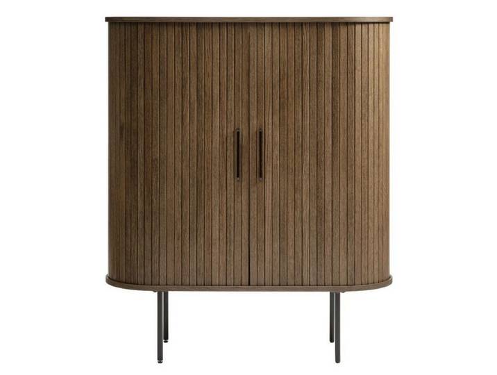 Liadomo Highboard Uriel, Sideboard, Kommode, Stauraummöbel, Schiebetüren Lamellen-Optik, Echtholzfurnier, vier Farben