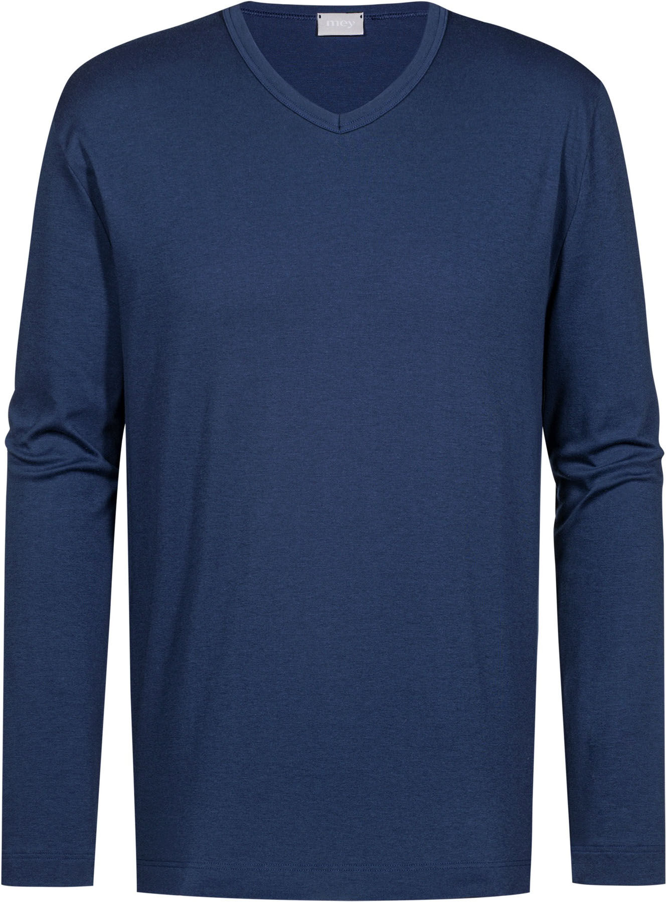 Langarmshirt MEY "SOLID NIGHT", Herren, Gr. S, blau (neptune), Jersey, Obermaterial: 100% Baumwolle, bequem hüftbedeckend, V-Ausschnitt, Shirts Langarmshirt, T-Shirt aus Interlock-Jersey