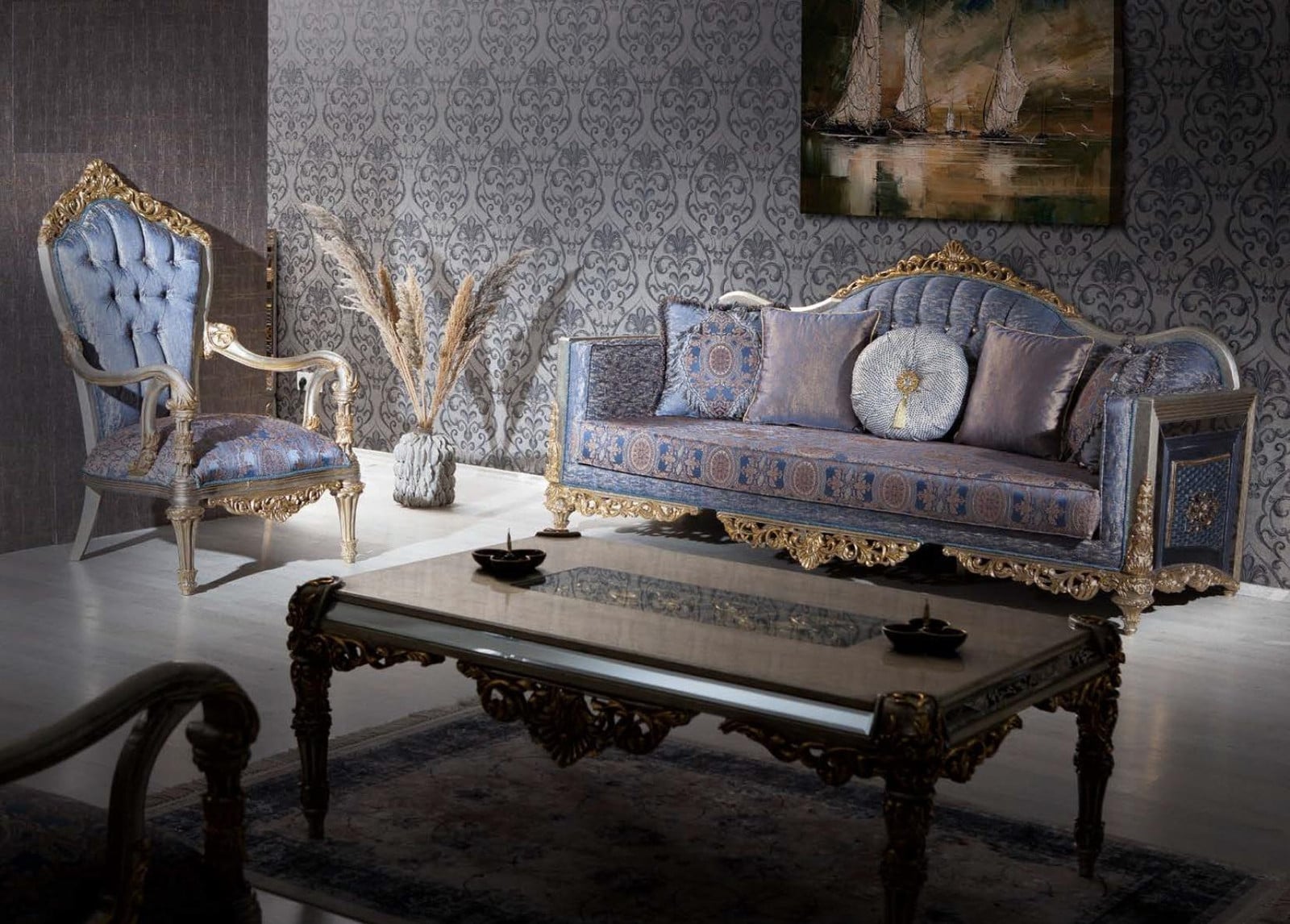 Barok Chesterfield Sofaset met 3+1 Zits en Salontafel