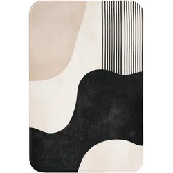 BADEMATTE Abstrakt - Japandi - Beige - Modern Rutschfest 60x90 cm