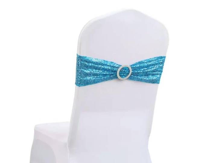 HIPdudRTG Satinbänder mit Schleifen für Stühle, 10 50 Stück Pailletten-Stuhlschärpen for Party, Abendessen, Bankett(Lake Blue,50pcs)